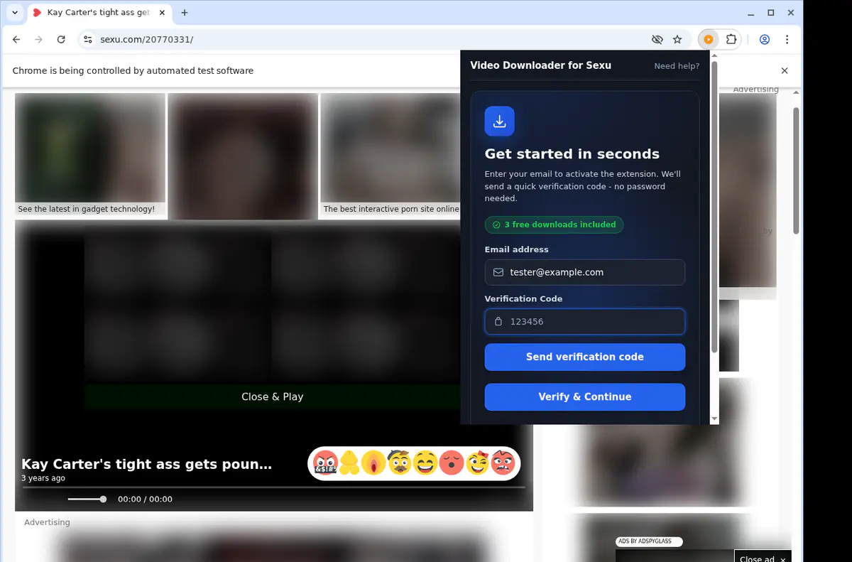 Sexu Video Downloader browser extension screenshot 4